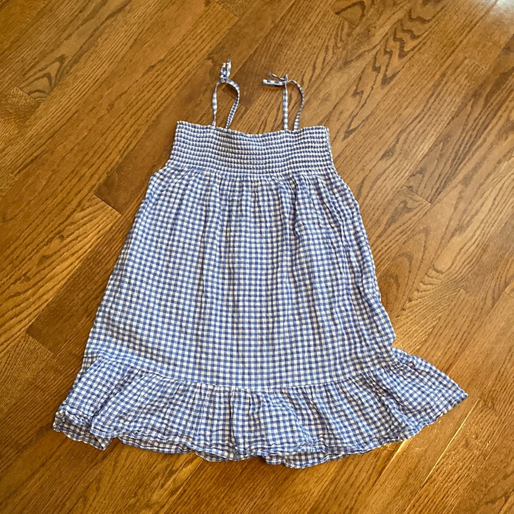 H&M kids blue/white gingham dress size 6/7